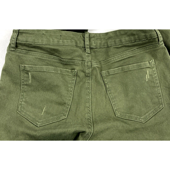 Scoop Jeans Womens Size 8 Retro Boy Olive Green‎ Raw Hem Distress Straight - Picture 15 of 15